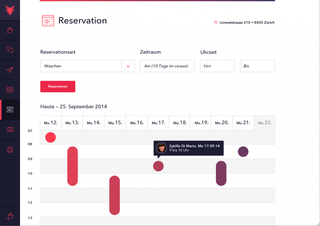 Reservationen: Einfache Reservation sämtlicher Infrastruktur-Anwendungen im Haus.